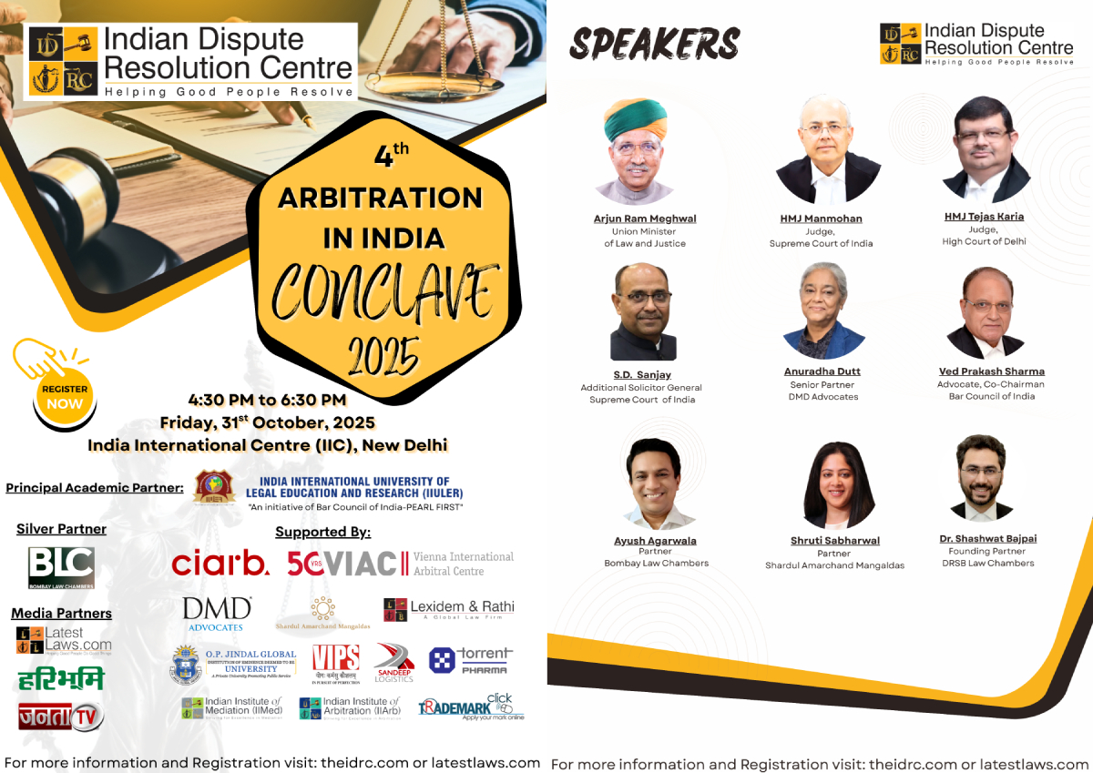 LatestLaws.com and IDRC present 4th Arbitration In India Conclave 2025